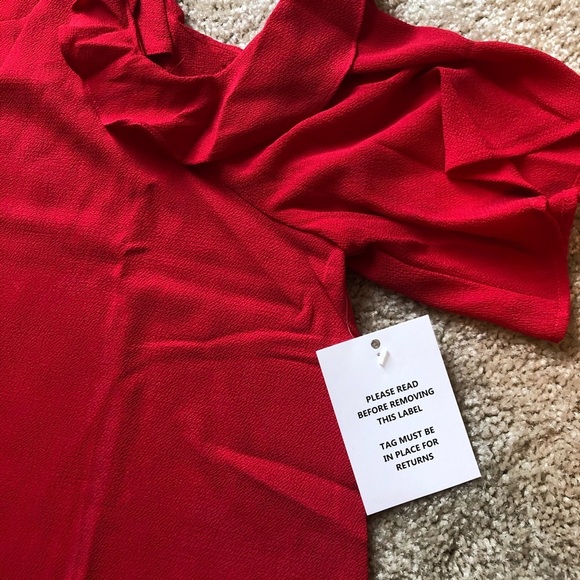 Stella & Dot Pippa Red cold shoulder ruffle Top Blouse XL - Picture 5 of 6